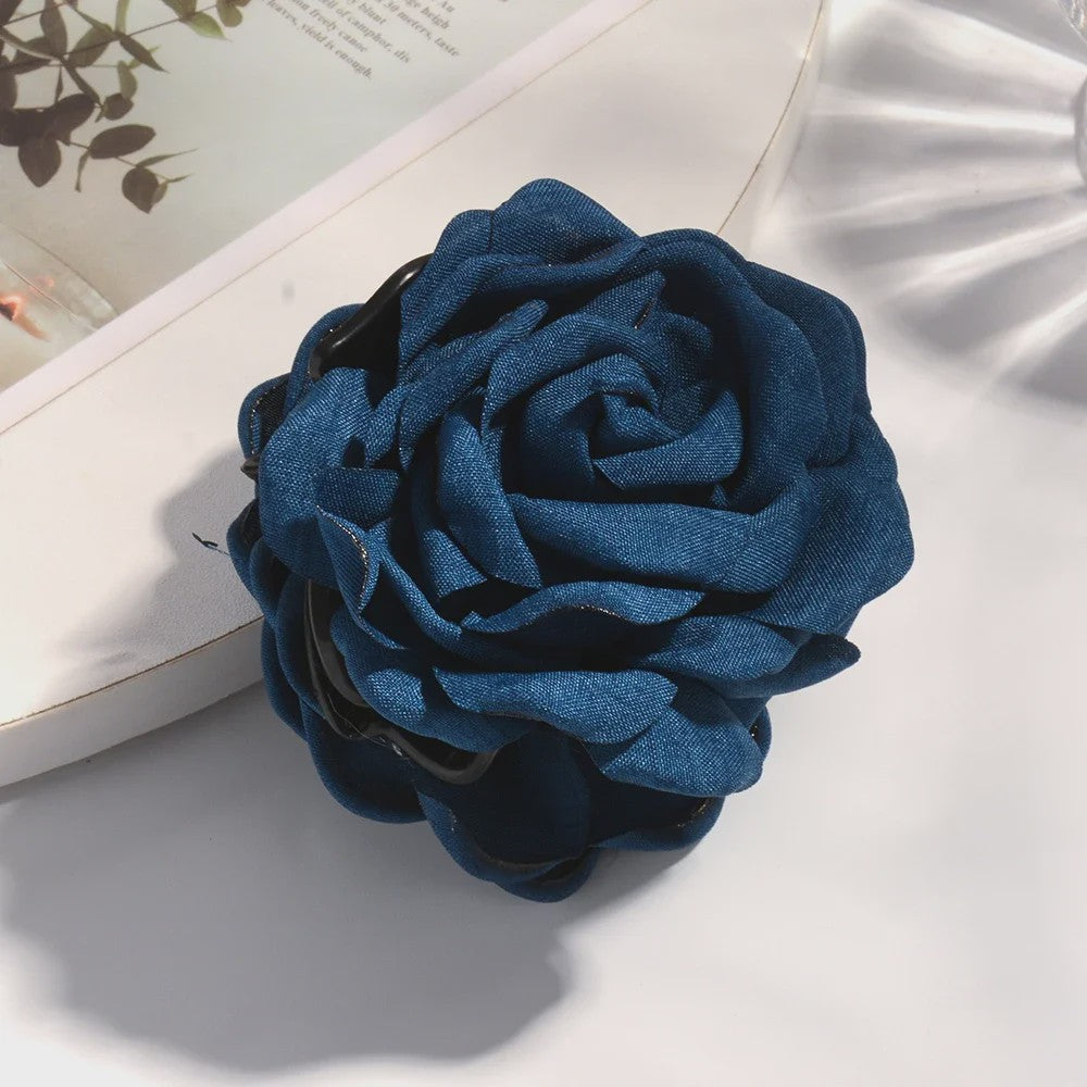Bloem Haarclip Dames - Katoen Stof Rozen Klip - Medium Maat - Koreaanse Stijl Haarsieraad