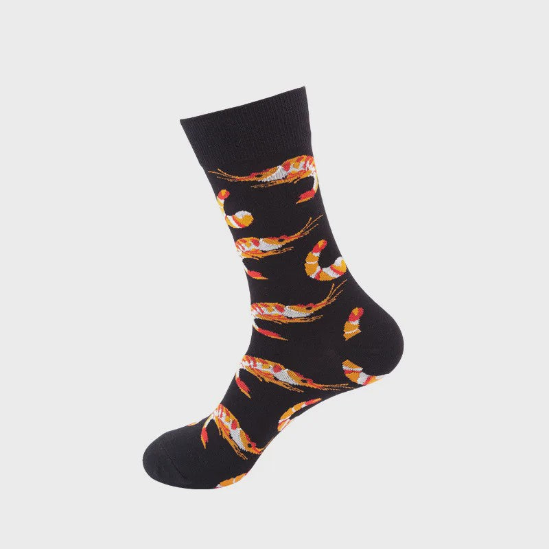 Unisex Katoenen Sokken met Vrolijke Fruit, Dieren & Kunst Prints - Hip Hop & Skateboard Stijl
