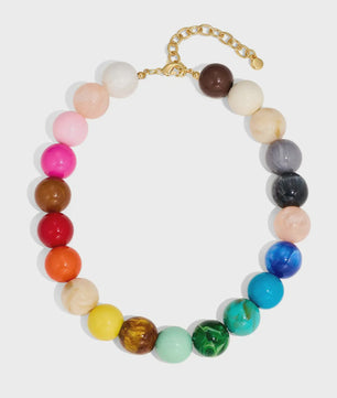 Bohemian Resin Kralen Ketting - Statement Choker met Dubbele Kleuren