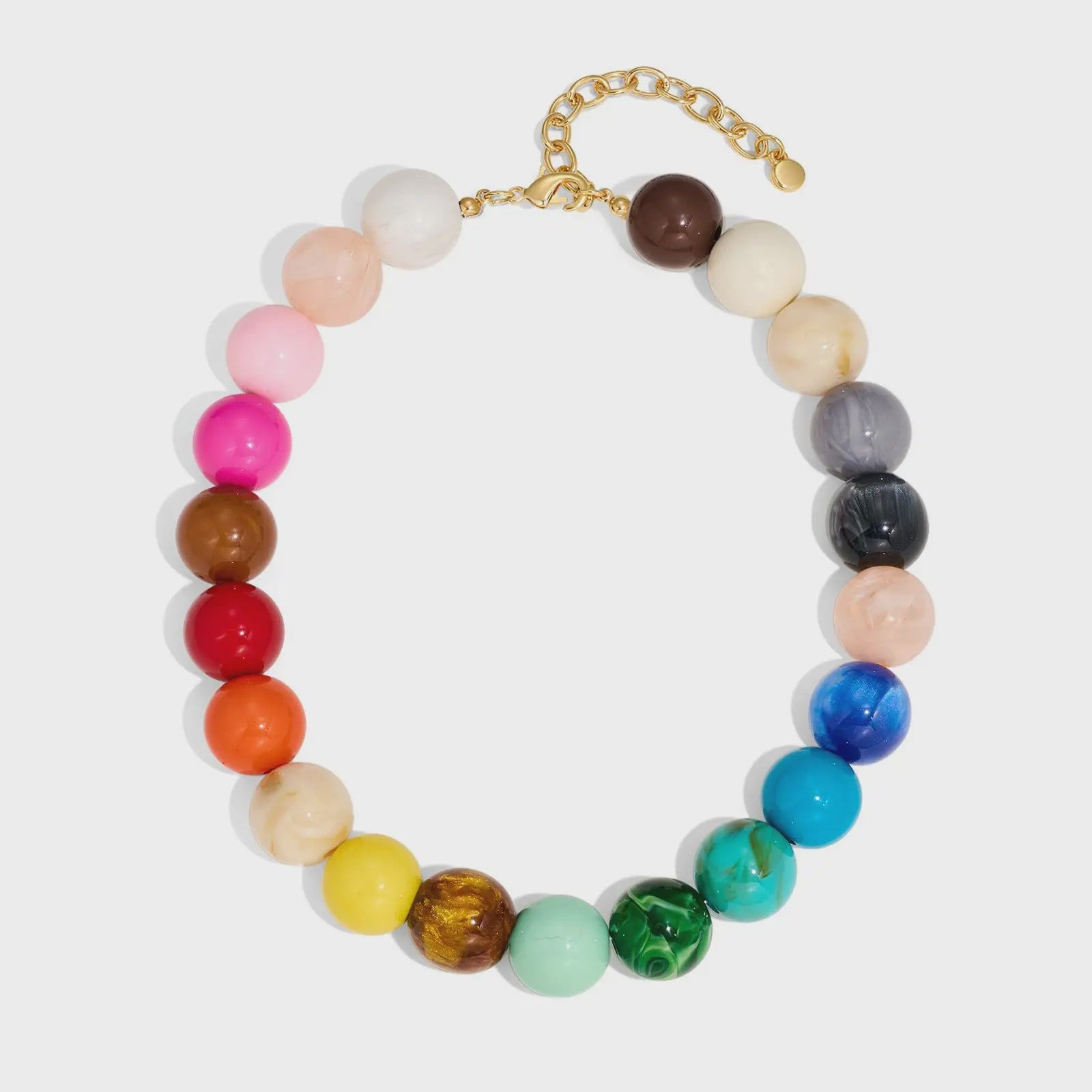 Bohemian Resin Kralen Ketting - Statement Choker met Dubbele Kleuren