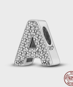 925 Sterling Zilver Letter Bedels A-Z met Zirkonia - Personaliseer je Armband