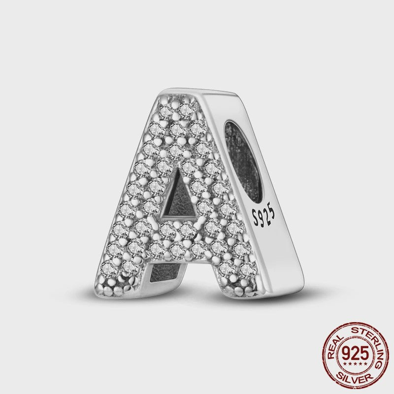925 Sterling Zilver Letter Bedels A-Z met Zirkonia - Personaliseer je Armband