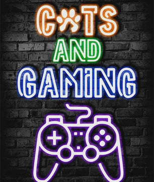 Gaming Neon Canvas Poster: Eat Sleep Game Repeat - Decoratie voor Gamer Kamer