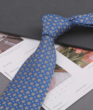 Klassieke Heren Strikdas - Imitatie Zijde met Polka Dot & Bloemendessin