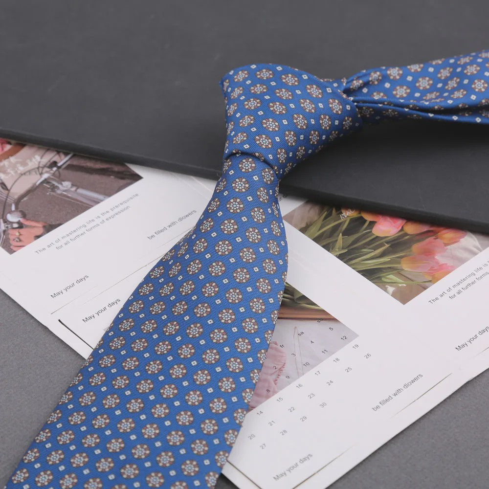 Klassieke Heren Strikdas - Imitatie Zijde met Polka Dot & Bloemendessin