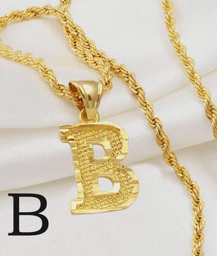 Gouden Initiaal Ketting met Touwketting - Kies Uw Letter (A-Z)