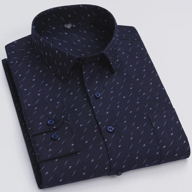 Herenshirt Lange Mouw - Stijlvol Casual & Zakelijk, Print & Streep, All-Season Top