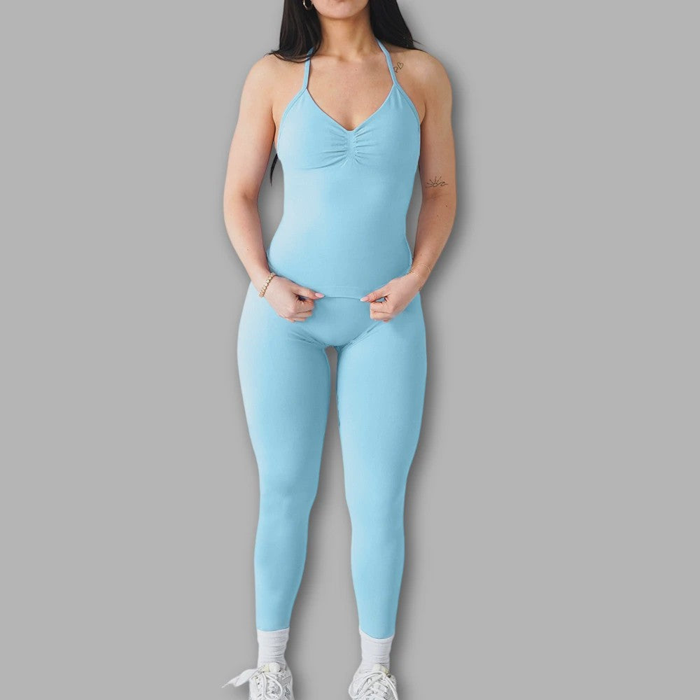 Dames Sportset: Backless Tanktop & Scrunch Seamless Legging