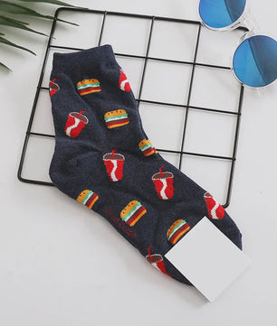 Grappige Heren Sokken met Food Prints: Avocado, Friet, Burger, Bier & Meer | Harajuku Stijl