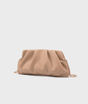 Luxe Plissé Avondtas met Gouden Ketting - Clutch & Schoudertas voor Feestelijke Gelegenheden