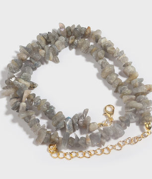 Unieke Natuursteen Choker Ketting - Onregelmatige Kristal & Aquamarijn Chips