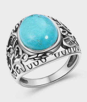 S925 Zilveren Ring met Ovaal Natuurlijke Turkoois - Fijne Sieraden voor Dames en Heren