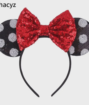 Chique Sequin Mickey Oortjes Diadeem met Strik - Feestelijk Haaraccessoire voor Kinderen & Dames
