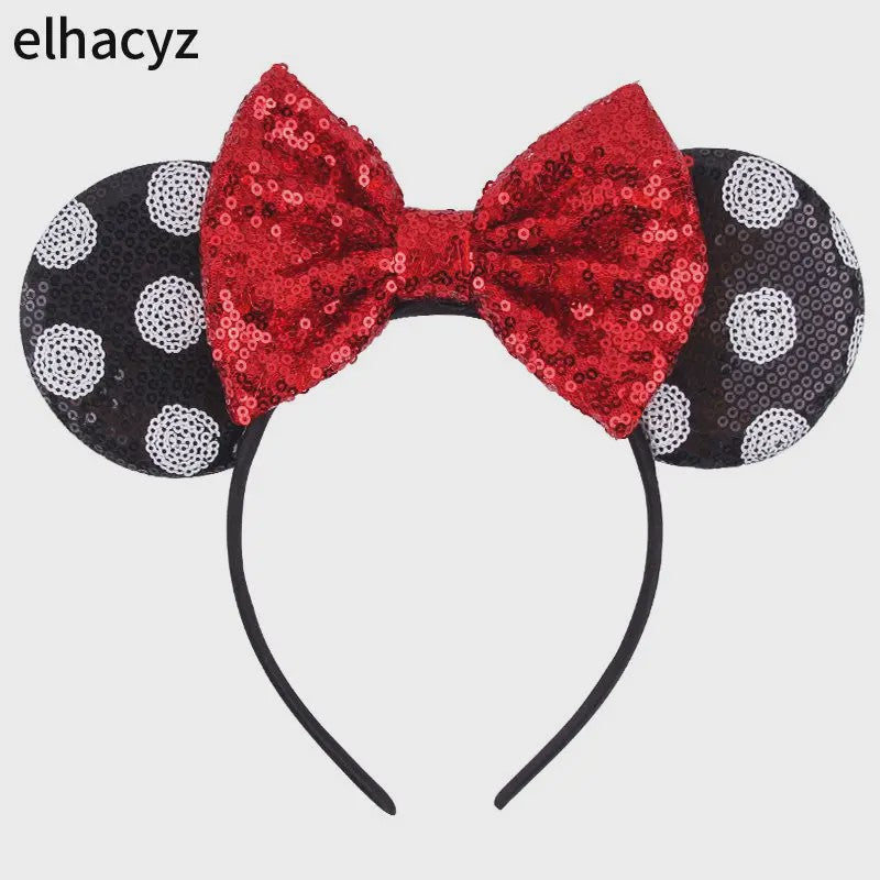 Chique Sequin Mickey Oortjes Diadeem met Strik - Feestelijk Haaraccessoire voor Kinderen & Dames