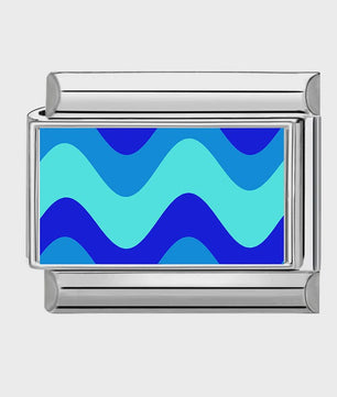 Modulaire RVS Bedel Links - Italiaanse Charm Collectie - Blue Series