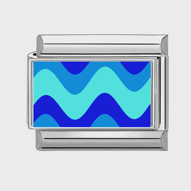 Modulaire RVS Bedel Links - Italiaanse Charm Collectie - Blue Series