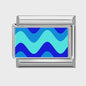 Modulaire RVS Bedel Links - Italiaanse Charm Collectie - Blue Series