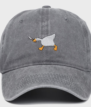Unieke Geborduurde Baseball Cap met Gans Patroon - Casual Stadsstijl