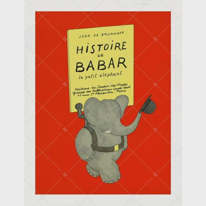 Babar Poster Canvas - Sprookjes Kunst voor Kinderkamer & Babykamer Decoratie