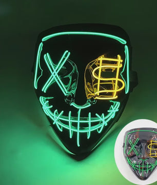 Verlicht LED Neon Purge Masker met Fiber Optic Handschoenen - Halloween & Feest