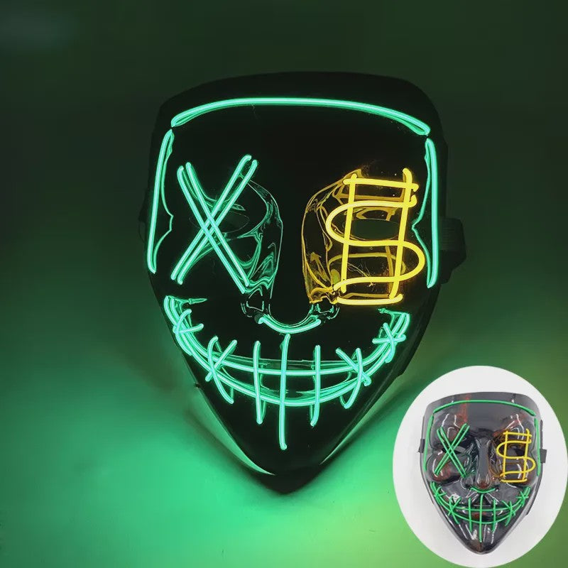 Verlicht LED Neon Purge Masker met Fiber Optic Handschoenen - Halloween & Feest