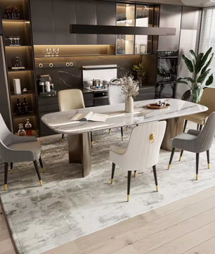 Set van 2 Luxe Eetkamerstoelen – PU Leer met Gouden Leeuwenkop Trekring – Hoge Getufte Rugleuning & Metalen Poten