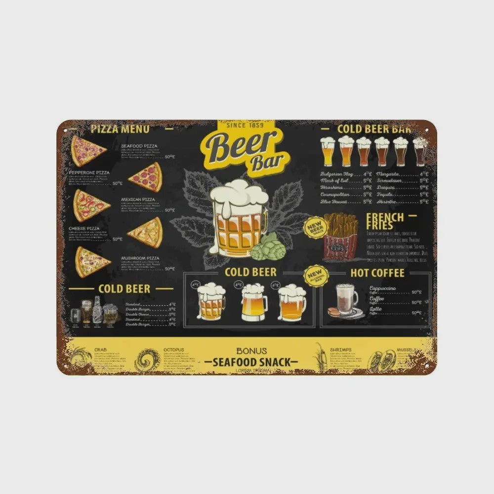 Retro Metal Bier Merk Poster - Decoratie voor Man Cave, Bar & Club
