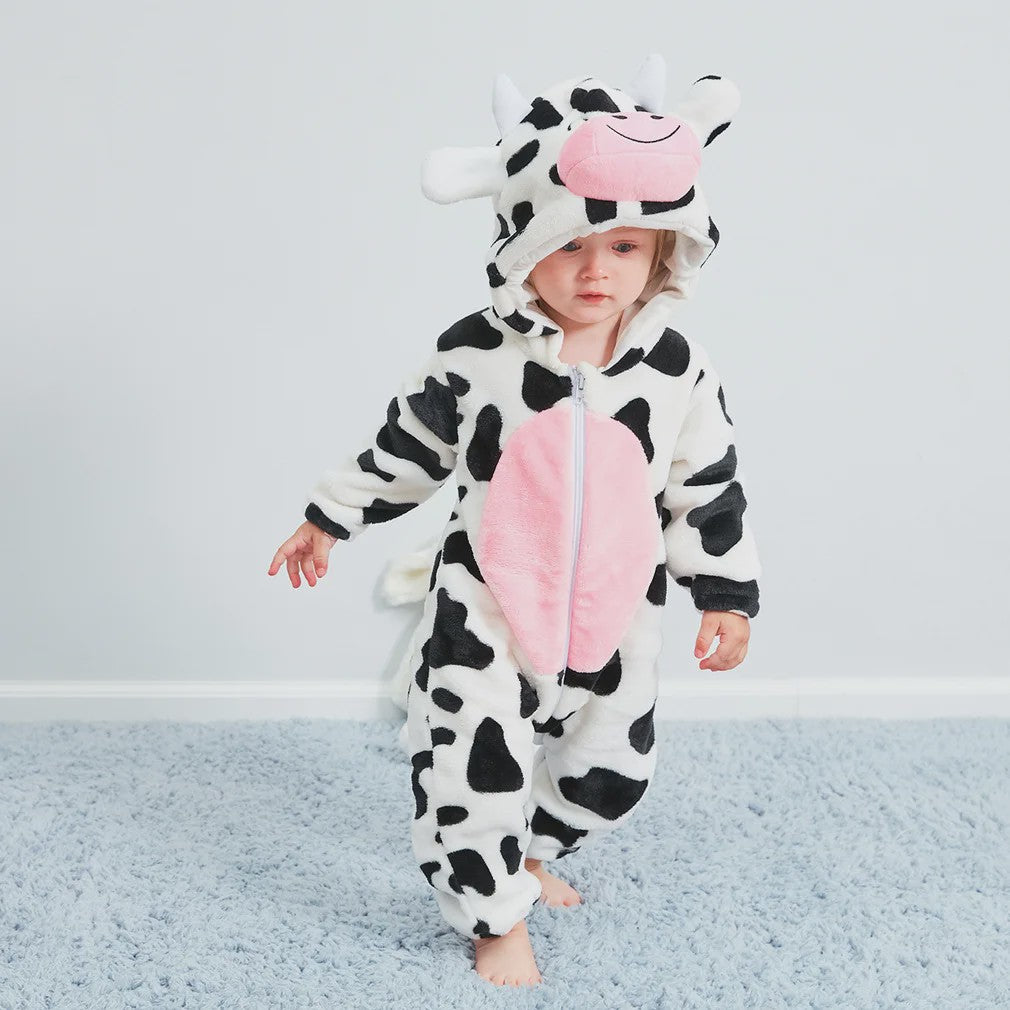 Baby Romper Dierenkostuum Kigurumi - Zacht Flanellen Jumpsuit voor Jongens & Meisjes