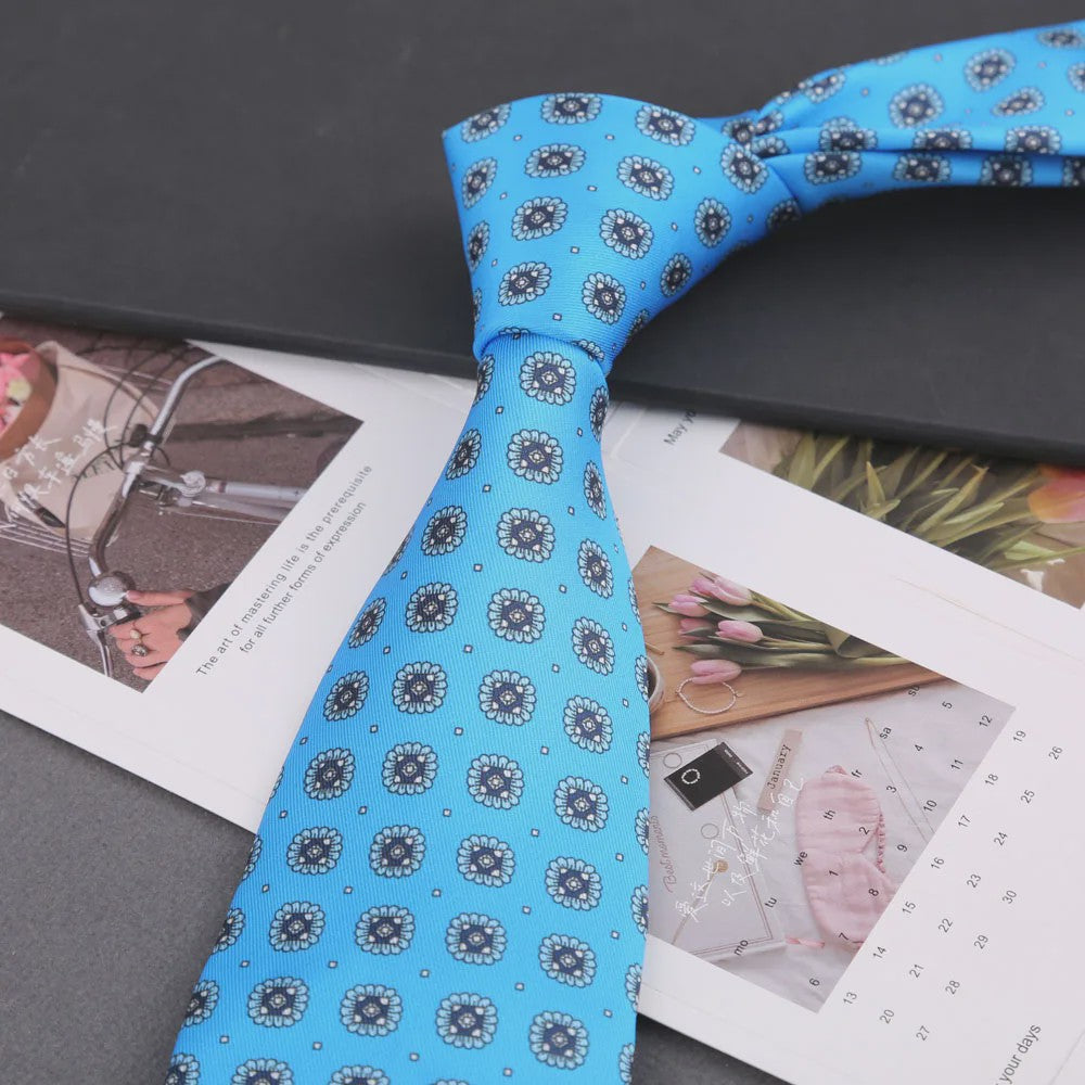 Klassieke Heren Strikdas - Imitatie Zijde met Polka Dot & Bloemendessin