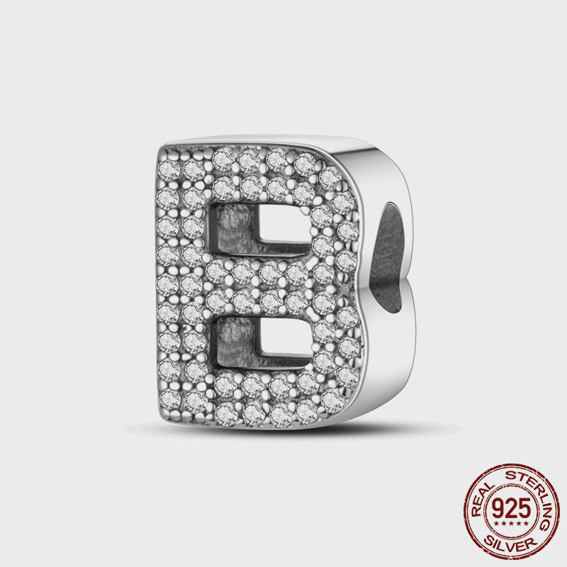 925 Sterling Zilver Letter Bedels A-Z met Zirkonia - Personaliseer je Armband
