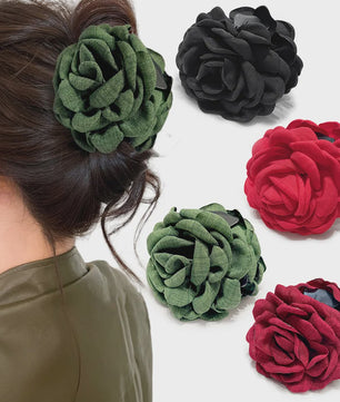 Bloem Haarclip Dames - Katoen Stof Rozen Klip - Medium Maat - Koreaanse Stijl Haarsieraad