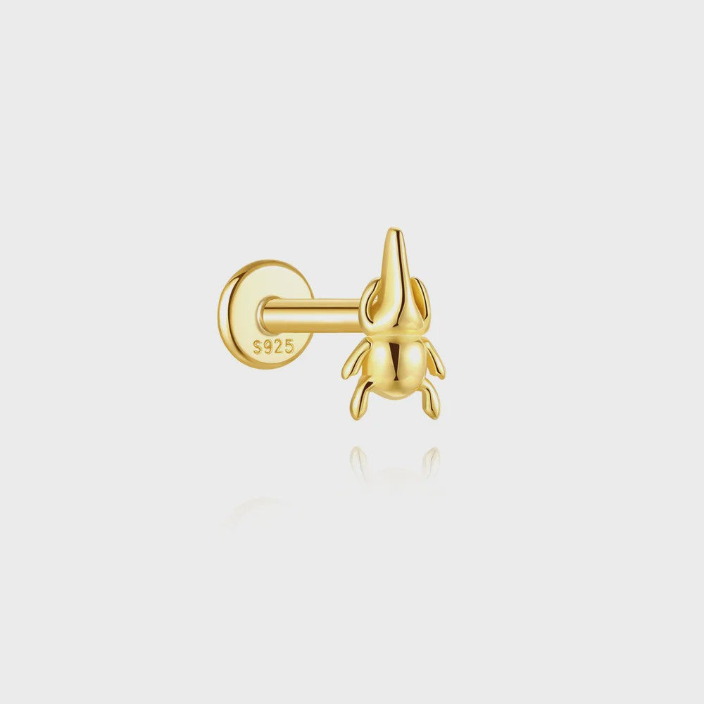 925 Sterling Zilveren Kolibrie Oorbellen Dames - 18K Goudkleurig Platte Achterkant Studs