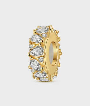925 Sterling Zilveren Bedel: Gouden Strik met Roze Hart & Kruis met Oog van Horus