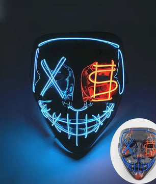 Verlicht LED Neon Purge Masker met Fiber Optic Handschoenen - Halloween & Feest
