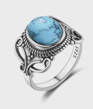 S925 Zilveren Ring met Ovaal Natuurlijke Turkoois - Fijne Sieraden voor Dames en Heren