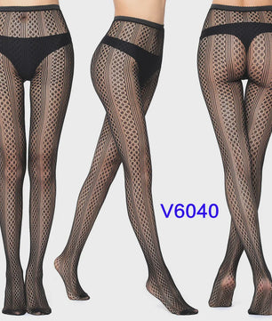 Dames Visnet Panty's met Jacquard Weefsel - Gothic Kant & Spider Net Stijl