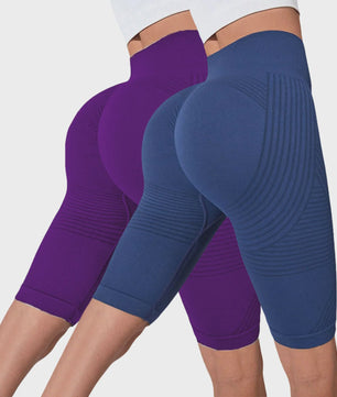 2-Pack Seamless High-Waisted Yoga Shorts met Push-Up Effect - Perfect voor Fitness & Training