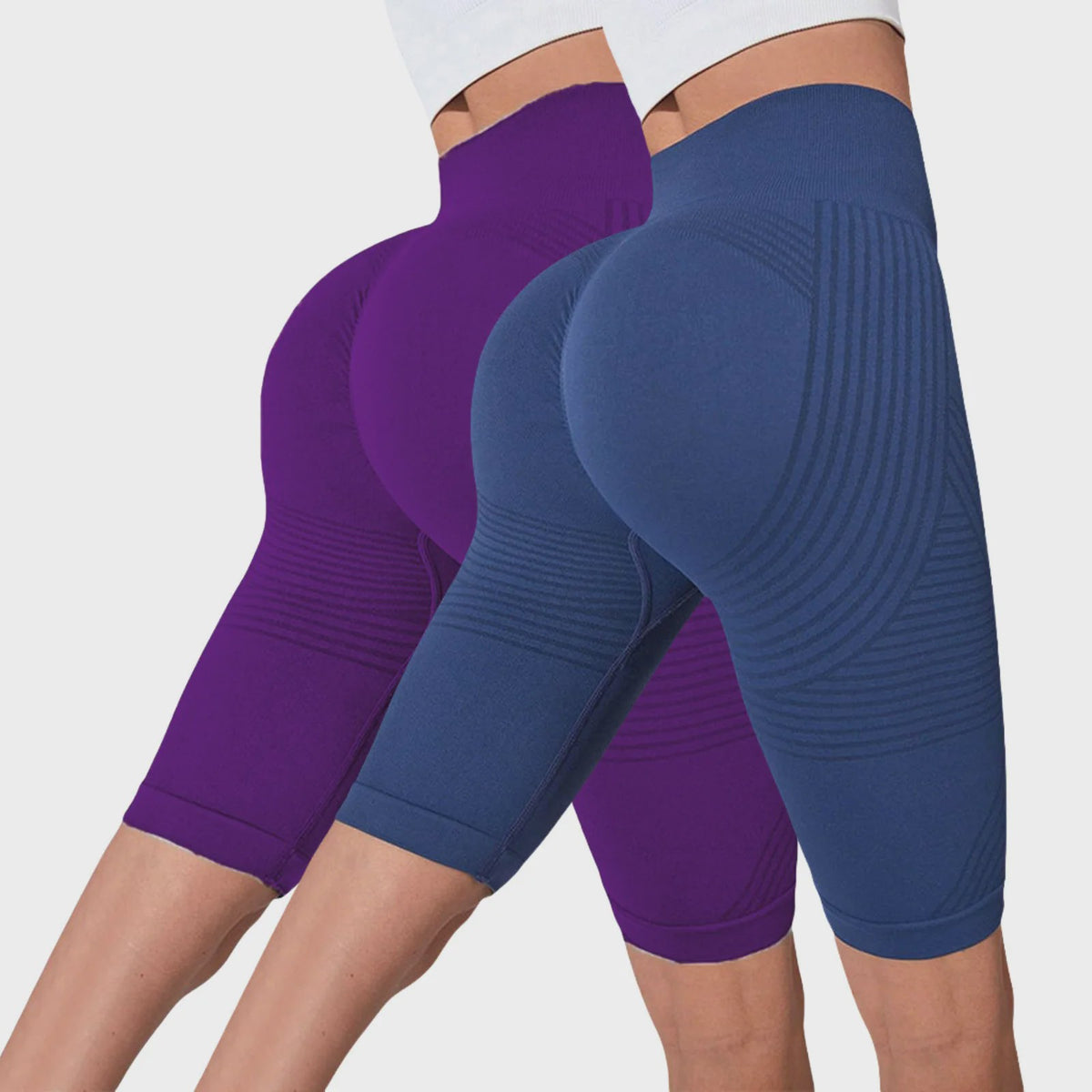 2-Pack Seamless High-Waisted Yoga Shorts met Push-Up Effect - Perfect voor Fitness & Training