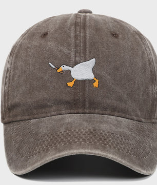 Unieke Geborduurde Baseball Cap met Gans Patroon - Casual Stadsstijl