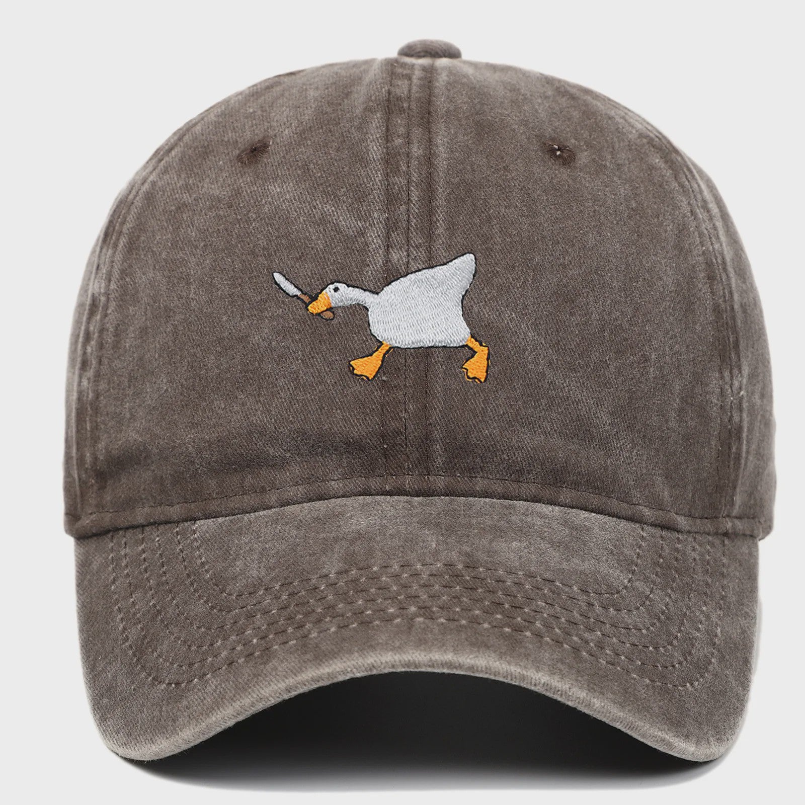 Unieke Geborduurde Baseball Cap met Gans Patroon - Casual Stadsstijl