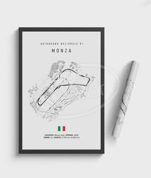 Vintage F1 Circuit Poster: Zwart-Wit Formule 1 Kunst voor de Raceliefhebber