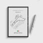 Vintage F1 Circuit Poster: Zwart-Wit Formule 1 Kunst voor de Raceliefhebber