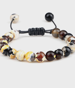 Verstelbare Natuursteen Armband - 8mm Agate & Onyx Kralen voor Mannen en Vrouwen