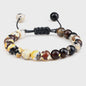 Verstelbare Natuursteen Armband - 8mm Agate & Onyx Kralen voor Mannen en Vrouwen