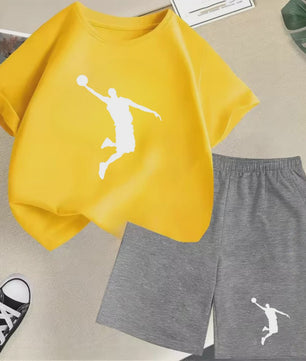 Kinder T-shirt en Short Set - Zomer Sportieve Mode met Grafische Print