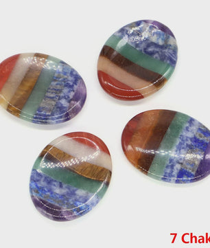 7 Chakra Kristallen Worry Stones - Ovalen Massage & Meditatie Edelstenen (35x45mm)