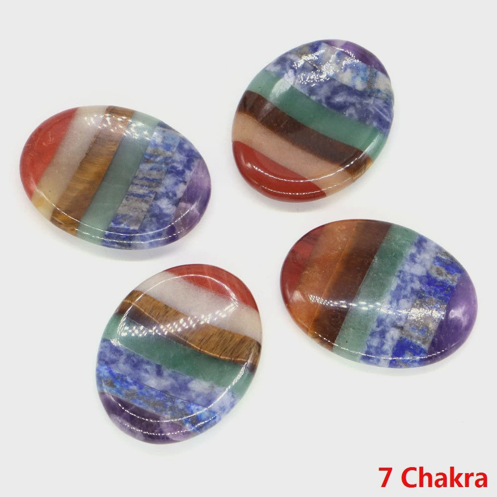 7 Chakra Kristallen Worry Stones - Ovalen Massage & Meditatie Edelstenen (35x45mm)