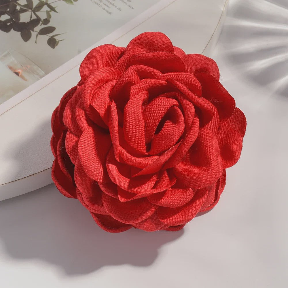 Bloem Haarclip Dames - Katoen Stof Rozen Klip - Medium Maat - Koreaanse Stijl Haarsieraad