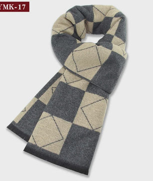 Luxe Heren Sjaal - Warme Wol & Kasjmier - Winter Ruitpatroon