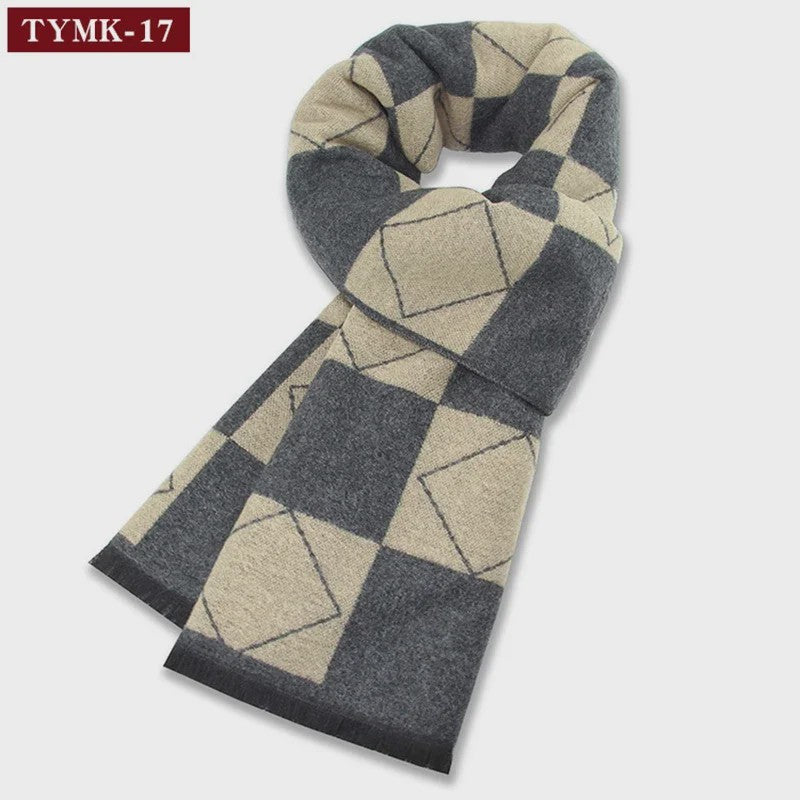 Luxe Heren Sjaal - Warme Wol & Kasjmier - Winter Ruitpatroon